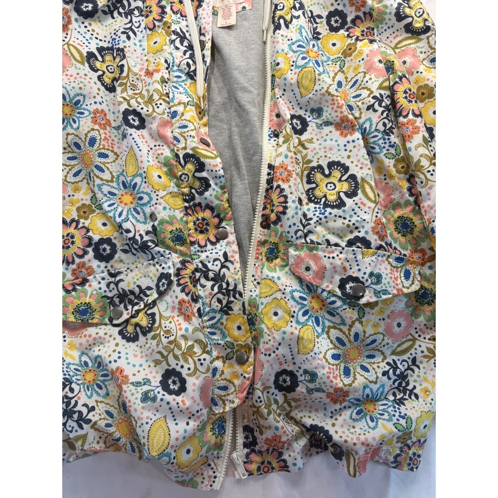 Mossimo Supply Co Womens Floral Utility Jacket L Water Resistant Hooded Raincoat - Picture 2 of 4